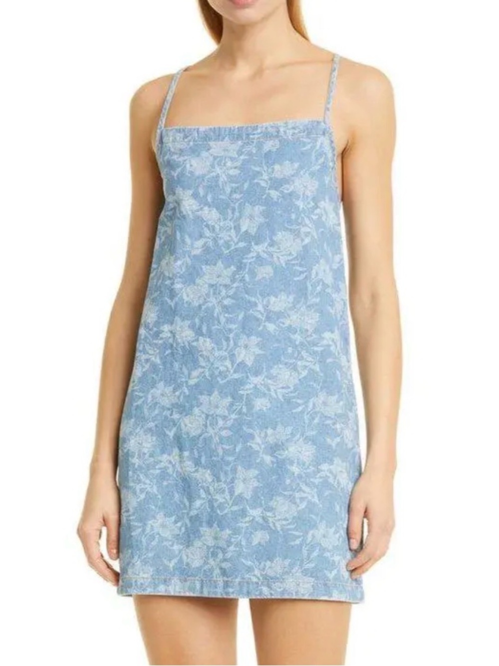 Rag & Bone Floral Denim Tie-Back Mini Dress